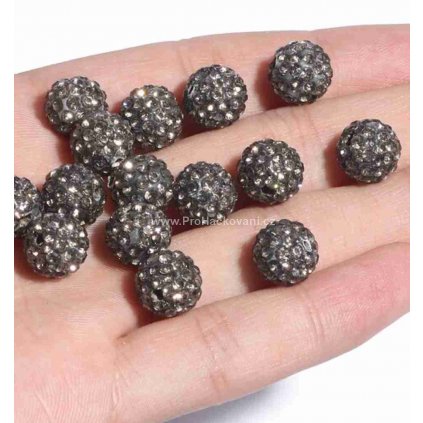 Shamballa korálek 10 mm antracitově šedý