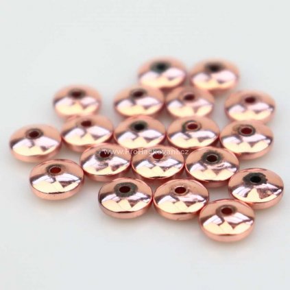 Hematit pokovený syntetický disk 8 x 3 mm růžově zlatý