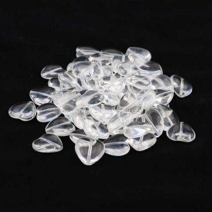 Korálek skleněný srdce 15 x 16 mm křišťál