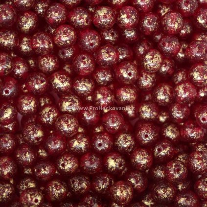 Korálek skleněný lesklý se zlatou 8 mm 90080/45711