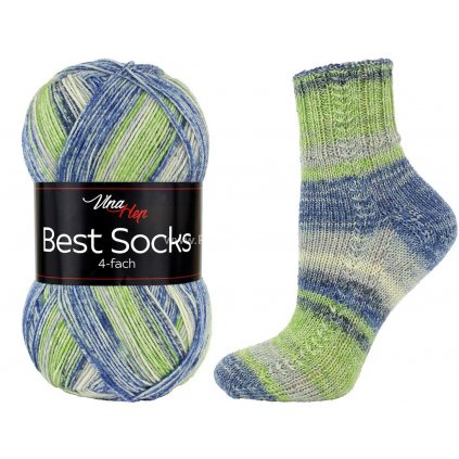 příze Best Socks 7334 modrá, zelená, béžová