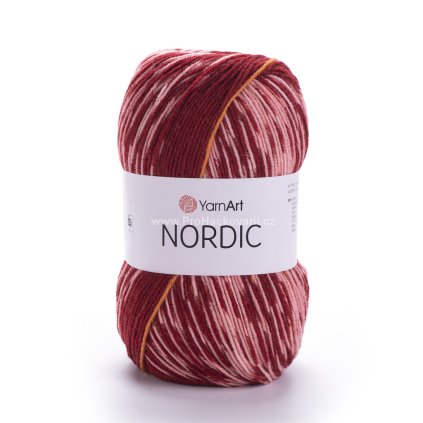 příze Nordic 667 oranžová červená, světle růžová