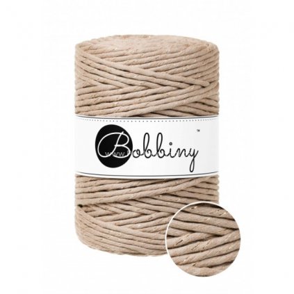 Bobbiny 3PLY Macrame Rope XXL Pískové se zlatou nitkou (Golden Sand)