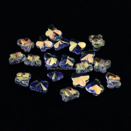 Broušený korálek motýl 8 x 10 mm krystal AB