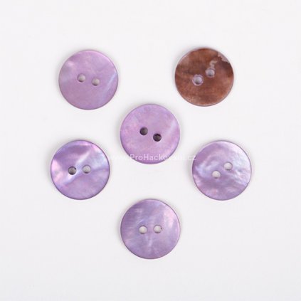 Kulatý knoflík Ø 15 mm perleťový fialový