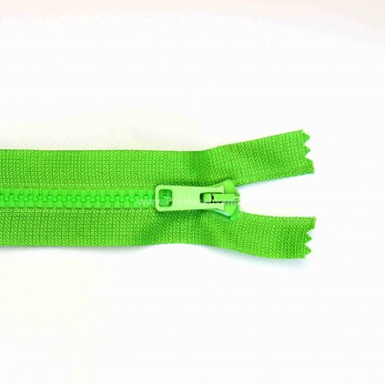 Kostěný zip dělitelný 35 cm jasně zelený