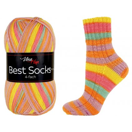 příze Best Socks 7354 žlutá, oranžová, mentolová, růžová