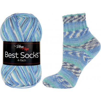 příze Best Socks 7359 nebesky modrá, mentolová, bílá, modrá