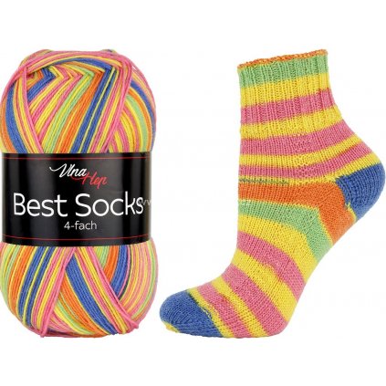 příze Best Socks 7357 žlutá, zelená, modrá, oranžová