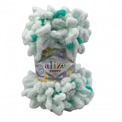 příze Puffy color 6473 jemně pastelová mint se zelenou