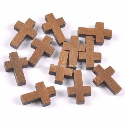 Dřevěný křížek 22 x 15 x 4 mm tmavě hnědý