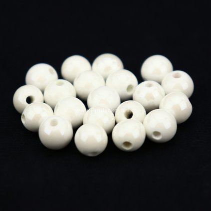 Porcelánový korálek glazovaný 8 mm bílý