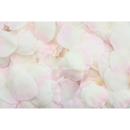 Okvětní lístky umělé 4,5 cm, 100 ks krémové s růžovou
