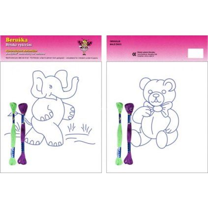 Dětské vyšívání 2 ks - slon, medvěd