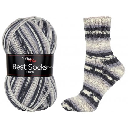 příze Best Socks 7073 variace šedé s krémovou