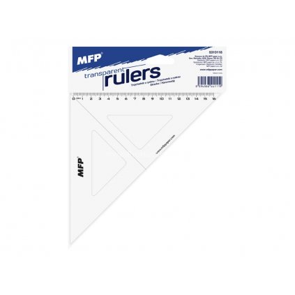 Pravítko trojúhelník 16 cm transparentní