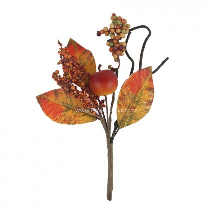 Podzimní dekorace - větvička s bobulemi 26 cm