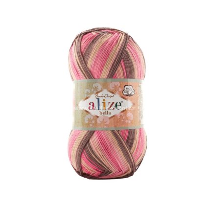 příze Bella Batik 7829 béžová, růžová, hnědá