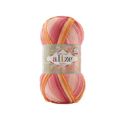 příze Bella Batik 7833 písková, oranžová, růžová