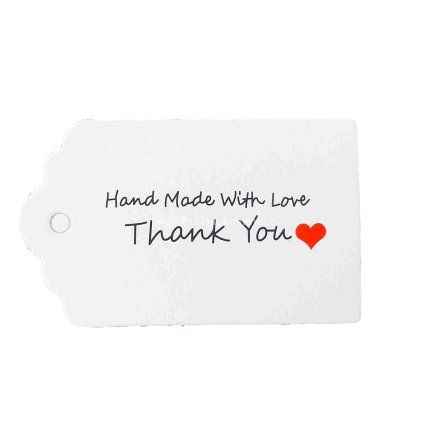 Papírová cedulka Thank you bílá 8x4 cm
