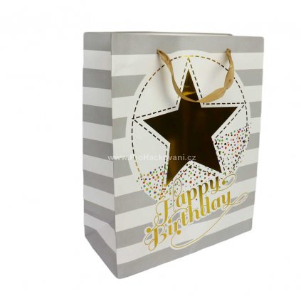 Papírová taška Birthday 32x26x12 cm, hvězda