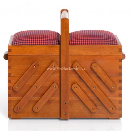 Košík na šití dřevěný PRYM, čalouněné víko 36x19x30 cm