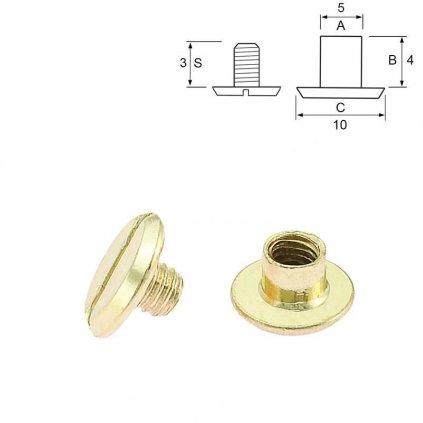 Nýt šroubovací 4 mm, Ø 5 mm zlatý