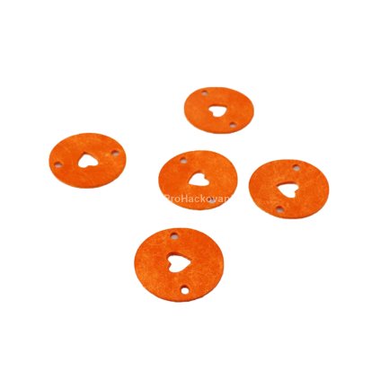 Kožený štítek srdce 27 mm, orange