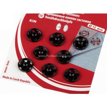 Kovové patentky 1,2 cm černé 8 ks