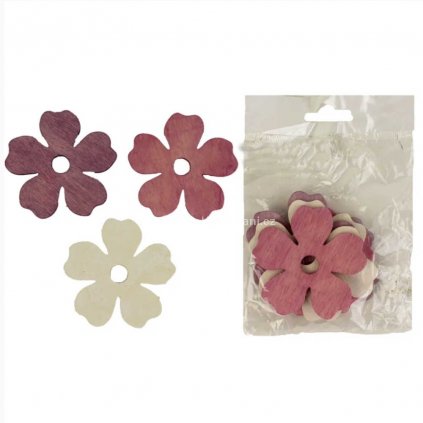 Dekorační kytky 6 ks, bílá, růžová, fialová