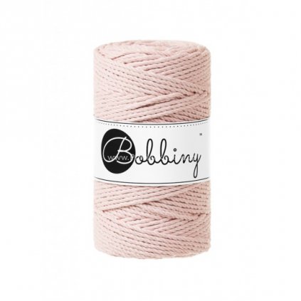 Bobbiny 3PLY Macrame Rope 3 mm Pastelově růžová (Pastel pink)