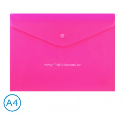 Obal spisový s klopou a drukem A4 neon růžový