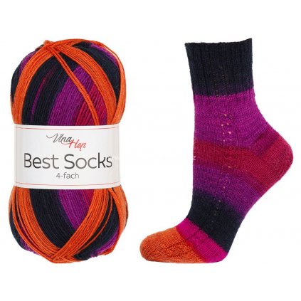 příze Best Socks 7721 černá, fialová, oranžová