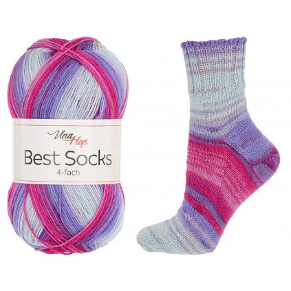 příze Best Socks 7405 růžová, modrá, fialová
