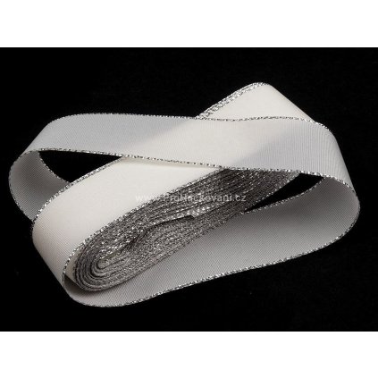 Stuha s lurexem 15 mm bílá,stříbrná