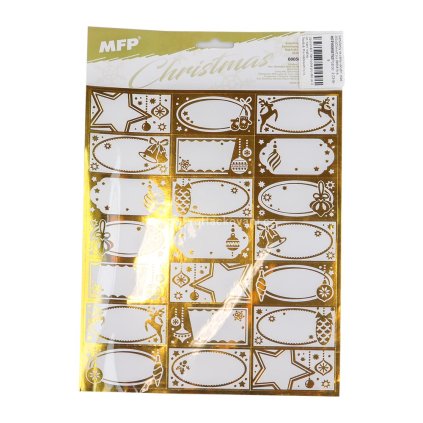 Samolepky na dárky vánoční zlaté 200x300mm/21ks 8885875 B