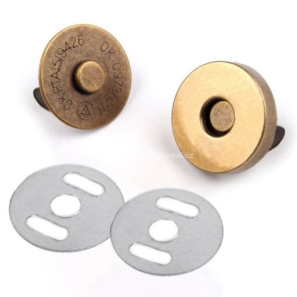 Magnetické zapínání kulaté 18 mm, staromosaz