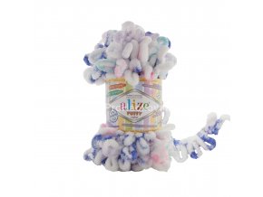 příze Puffy color 6245 bílá, růžová, fialová, mintová a modrá