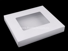 Papírová krabička s průhledem 4 x 24,5 x 27,5 cm bílá