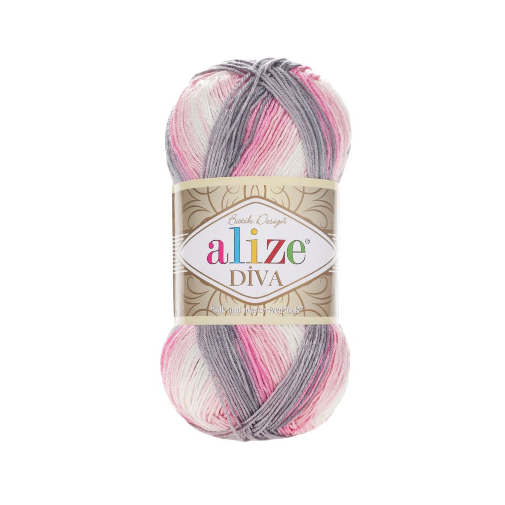 Alize příze Diva batik 3245 Růžová, krémová, šedá