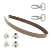 Sada kožený popruh 58 cm š.2,5 cm bílá káva s karabinou nikl