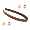 Sada kožený popruh 58 cm š. 2,5 cm hnědý s nýtkem zlatý