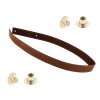 Sada kožený popruh prošívaný 58 cm š. 2,5 cm hnědý s nýtkem zlatý