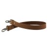 Sada kožený popruh prošívaný 58 cm š. 2,5 cm hnědý s karabinou staromosaz