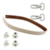 Sada kožený popruh prošívaný 58 cm š. 2,5 cm krémový s karabinou nikl