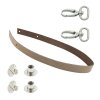 Sada kožený popruh 62 cm š. 2 cm bílá káva s karabinou nikl