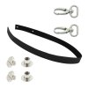 Sada kožený popruh 62 cm š. 2 cm černý s karabinou nikl