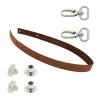 Sada kožený popruh 62 cm š. 2 cm hnědý s karabinou nikl