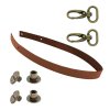 Sada kožený popruh 62 cm š.2 cm hnědý s karabinou staromosaz
