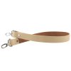 Sada kožený popruh 62 cm š. 2 cm krémový s karabinou nikl